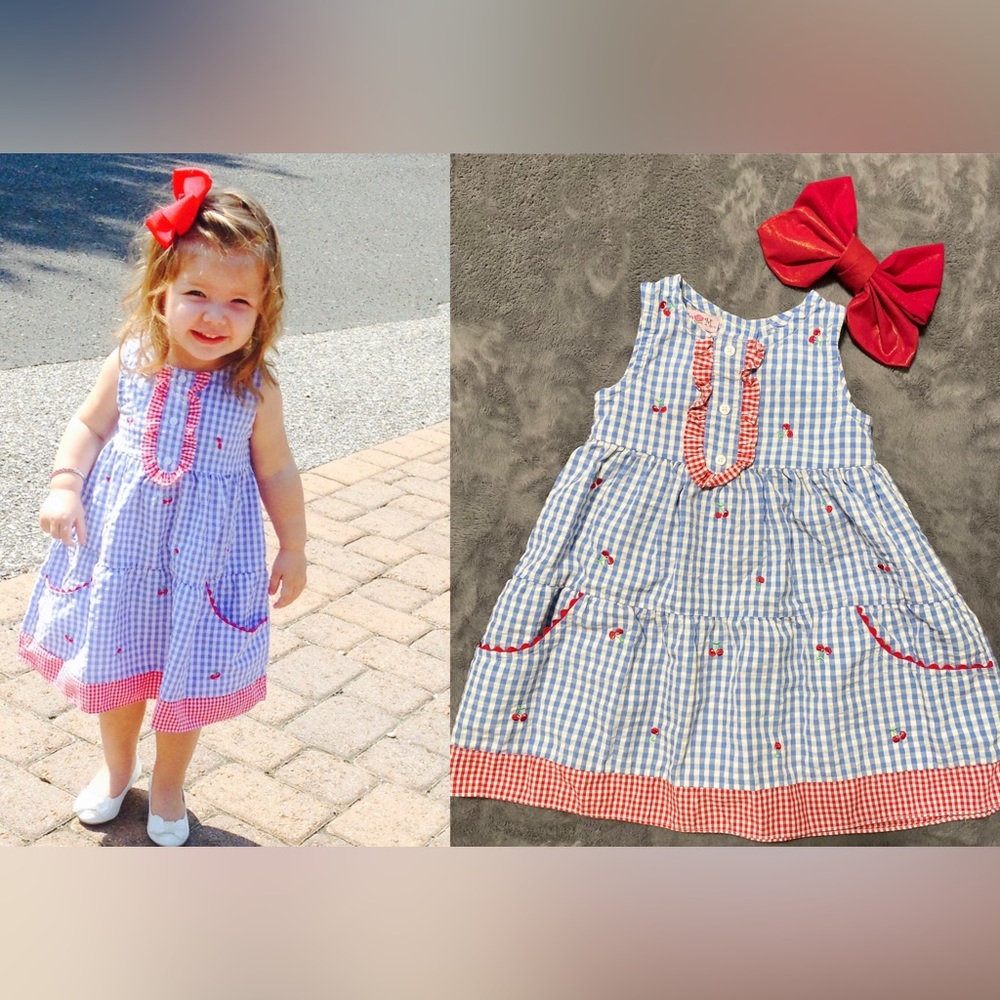 2T Smocked Cherry Dress w/ Pockets